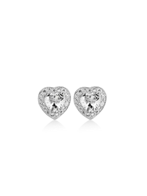 Clear Stone Heart Earrings