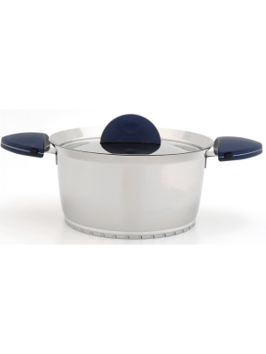 Berghoff Stacca 8" 18/10 Stainless Steel Covered Casserole, Blue