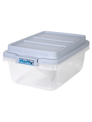 Hefty 18qt Plastic Storage Bin With Gray Hi-rise Stackable Lid