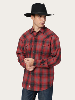 Flannel Western Shirt In Red Plaid
