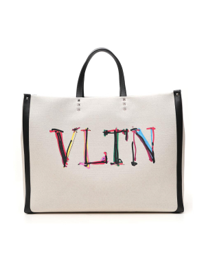 Valentino Vltn Printed Tote Bag