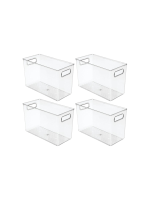 Mdesign Plastic Stackable Home Office Storage Organizer - Clear, 4 Pack