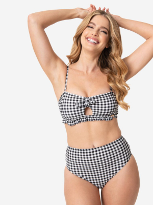 Pin-up Style Black & White Gingham Swim Bottom