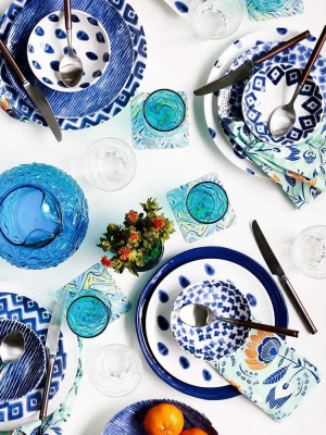 Vietri Viva Santorini Assorted Cocktail Plates - Blue & White - Set Of 4