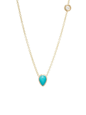 14k Turquoise & Floating Diamond Necklace