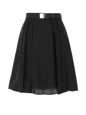 Prada Belted Pleated Skirt