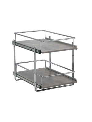 Household Essentials 14.5" Dual Slide Extended Cabinet Organizer Concrete Silver