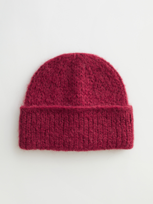 Fuzzy Wool Blend Knitted Beanie