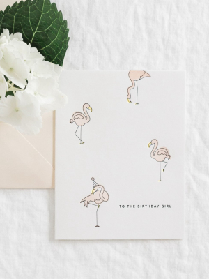 Ramona & Ruth Birthday Girl Flamingo Card