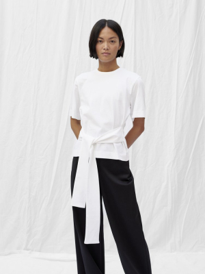 Boxy Belted T-shirt - White