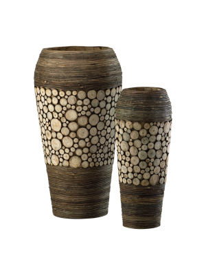 Wood Slice Oblong Vases