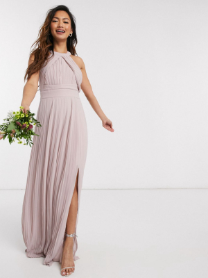 Tfnc Bridesmaid Exclusive Pleated Maxi Dress In Pink