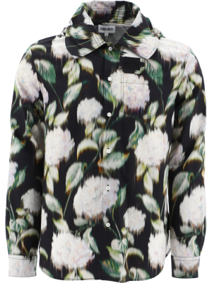 Kenzo Hydrangea Print Hooded Shirt