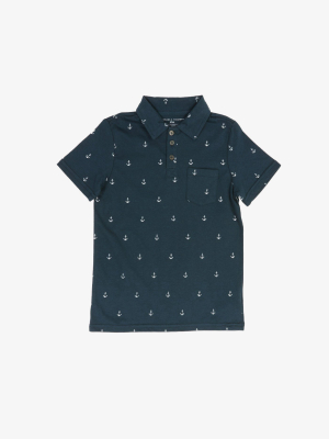 Boys Micro Anchor Print Polo