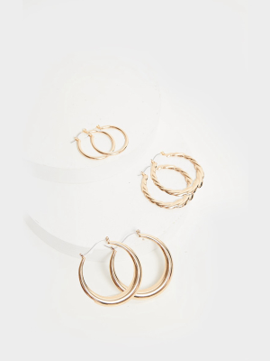 Gold Multi Pack Assorted Hoop Earrings