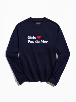 Pas De Mer Girls Love Crew Neck Sweatshirt