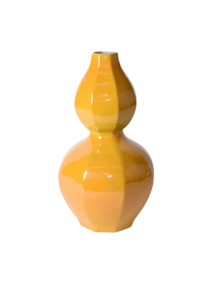 Hex Gourd Vase, Imperial Yellow