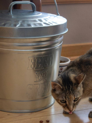 Behrens 6gal Embossed "feed & Seed" Galvanized Steel Locking Lid Storage Can Silver