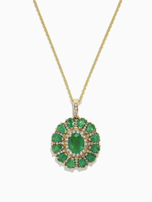 Gemma Emerald And Diamond Flower Pendant, 4.19 Tcw