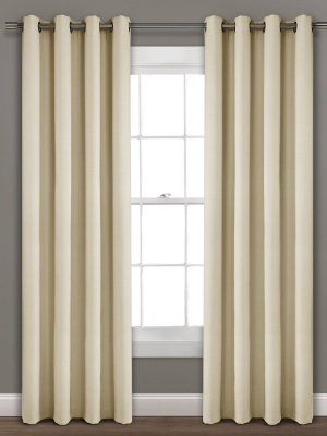 Faux Linen Absolute Blackout Grommet Top Single Window Curtain Panel - Lush Décor