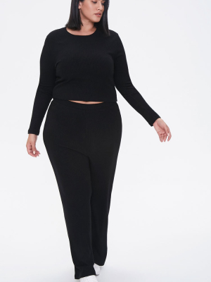 Plus Size Ribbed Tee & Pants Set