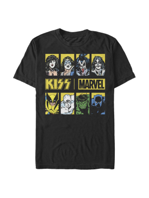 Men's Marvel Kiss Rock Hero Panels T-shirt