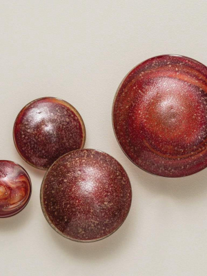 Global Views Glass Wall Mushrooms Red/orange Set Of 4