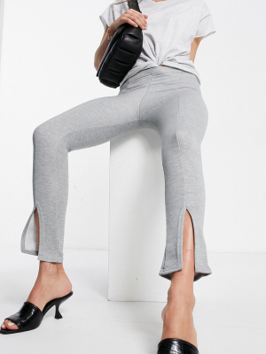 Fashionkilla Fitted Sweatpants With Slit In Gray