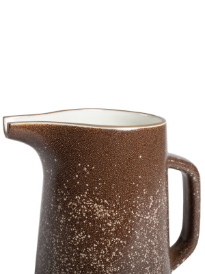 Large Pitcher In Matte Brown And Opaque White