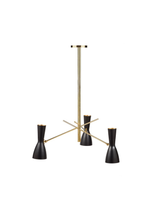 Wormhole 3-arm Ceiling Lamp - Black & Gold