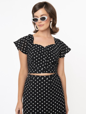 Black & White Polka Dot Crop Top