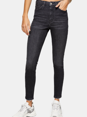 Washed Black Abraided Hem Jamie Skinny Jeans