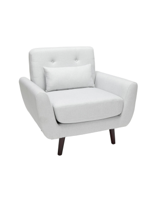 Tufted Fabric Mid-century Modern Accent Chair With Arms And Lumbar Support Pillow & Walnut Legs - Ofm