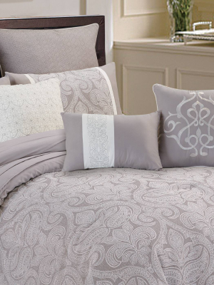 9pc Winthrop Comforter Set Gray & Ivory - Riverbrook Home