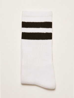 White And Black Stripe Tube Socks