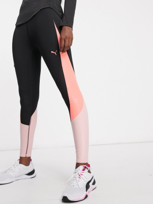 Puma Training Pearl Mesh Leggings In Black