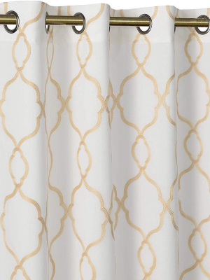 Regal Home 2 Pack: Geo Trellis Sheer Embroidered Grommet Curtains