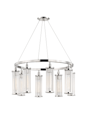 Hudson Valley Lighting Marley 8-bulb Pendant - Polished Nickel & Clear