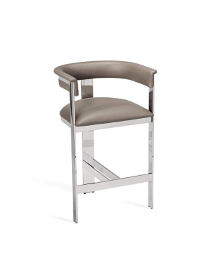 Interlude Home Darcy Counter Stool In Grey/ Nickel