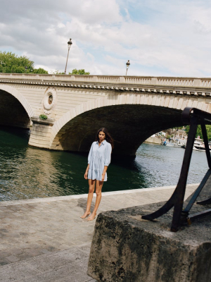 Jewel Button Shirtdress