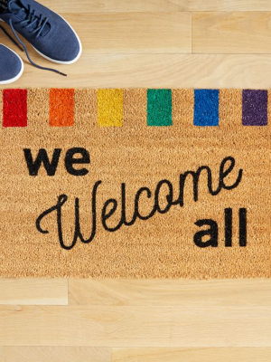 Nickel Designs Hand-painted Doormat - We Welcome All