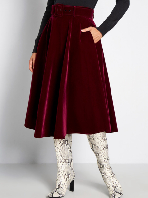 Modcloth X Collectif Dolled Up Velvet Swing Skirt