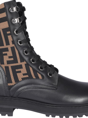 Fendi Ff Motif Combat Boots