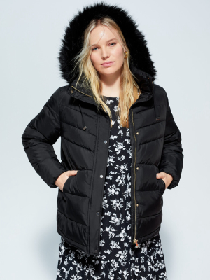 Detachable Faux Fur Hood Anorak