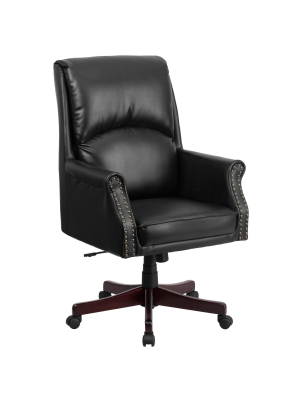 High Back Pillow Back Leather Executive Swivel Office Chair - Flash Furniture