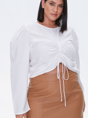 Plus Size Ruched Drawstring Top