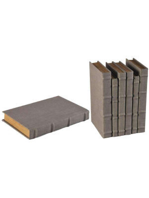 Heather Gray Linen Books  Set/6