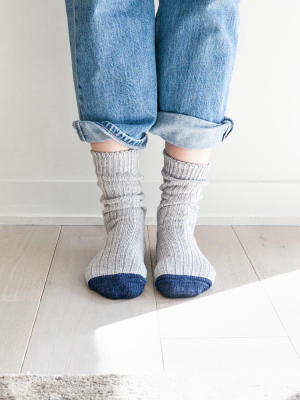 Recycled Cotton Ribbed Socks, Light Grey