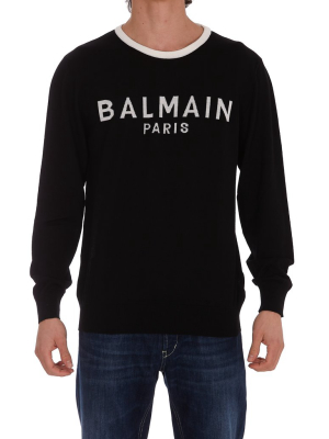 Balmain Logo Intarsia Knit Sweater