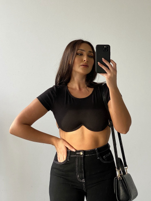 Becca Short Sleeve Crop Top Black